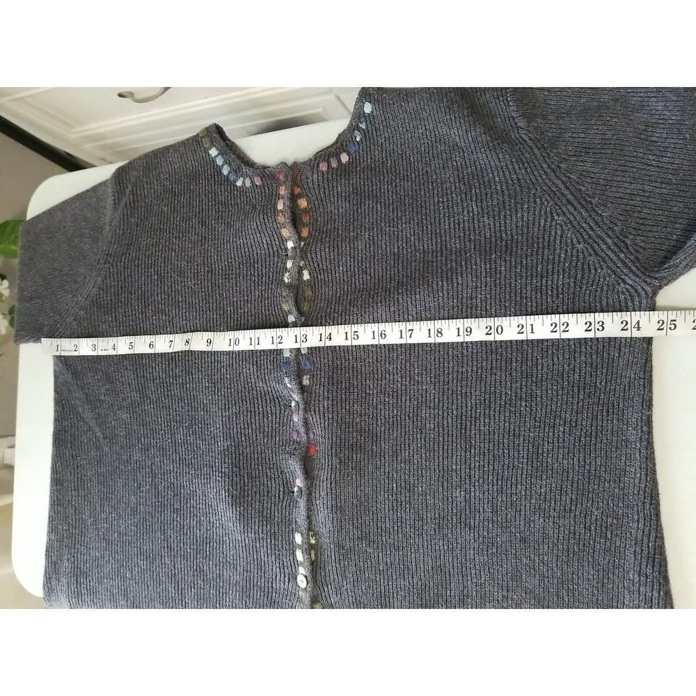 J. Jill Sweater Cardigan Womens Size Small Embroidered Casual Fall Winter